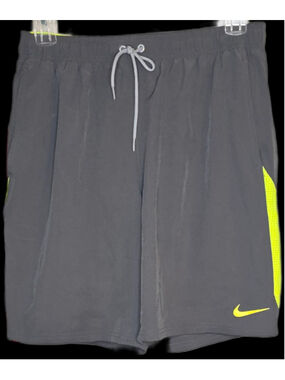 Nike Contend Volley Swim Shorts Mens Large Gray Volt Lined NESSA482
